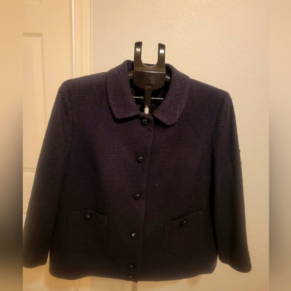 Talbot Women's petite medium coat wool blend in Navy